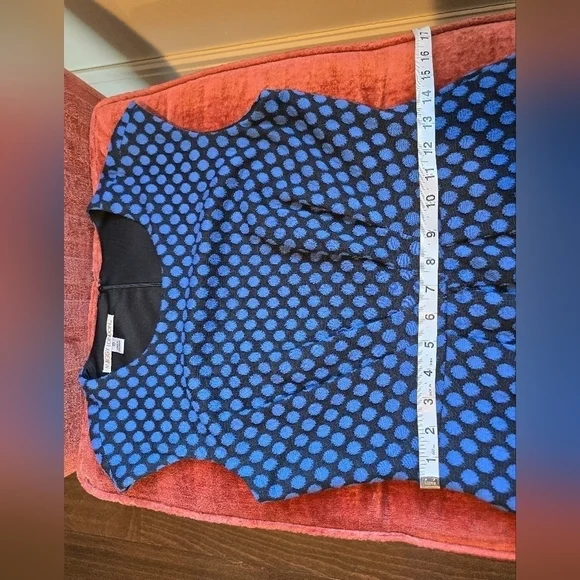 Maggy London Black Fit and Flare Sleeveless Mini Dress Blue Polka Dots Sz 10 - Picture 7 of 9